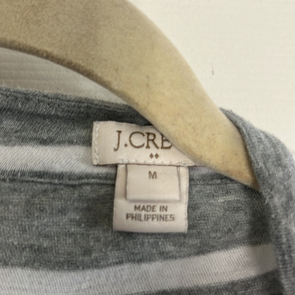 J. Crew grey white striped cotton lightweight long sleeve drape cardigan top M - Picture 4 of 8